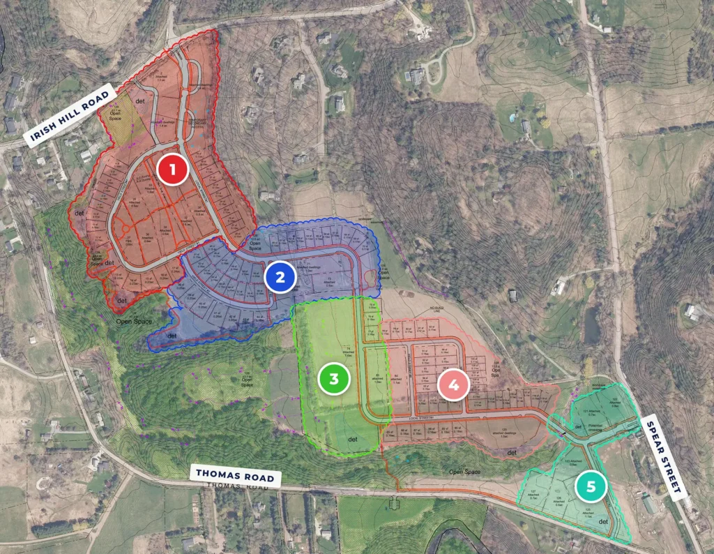 Phasing map showing the 5 phases of the project